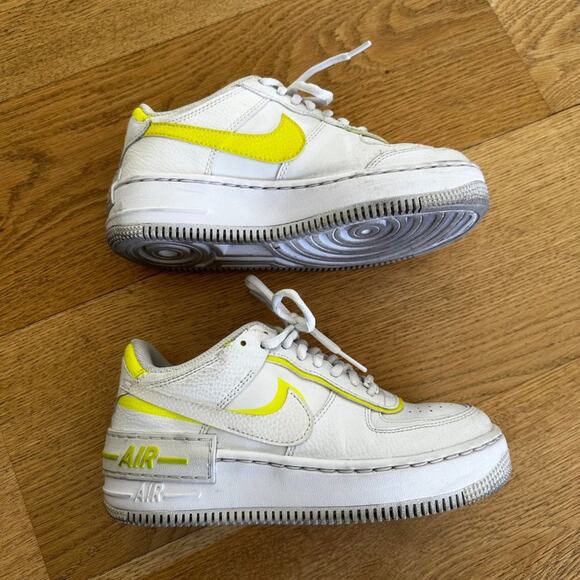 Nike AF1 Shadow Sneakers in White & Lemon Venom - Picture 2 of 6